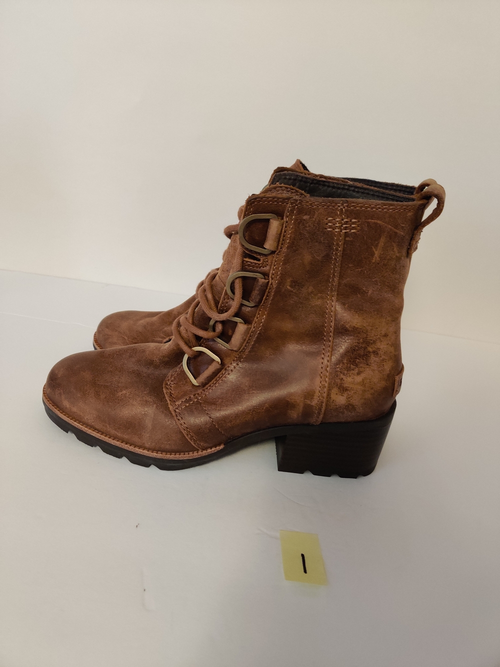 Sorel Brown Lace-Up Leather Ankle Boots 8 - Picture 3 of 4